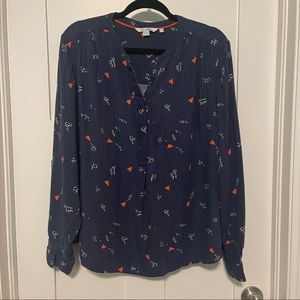 Plus size boden size 18 navy blue with red hearts blouse!